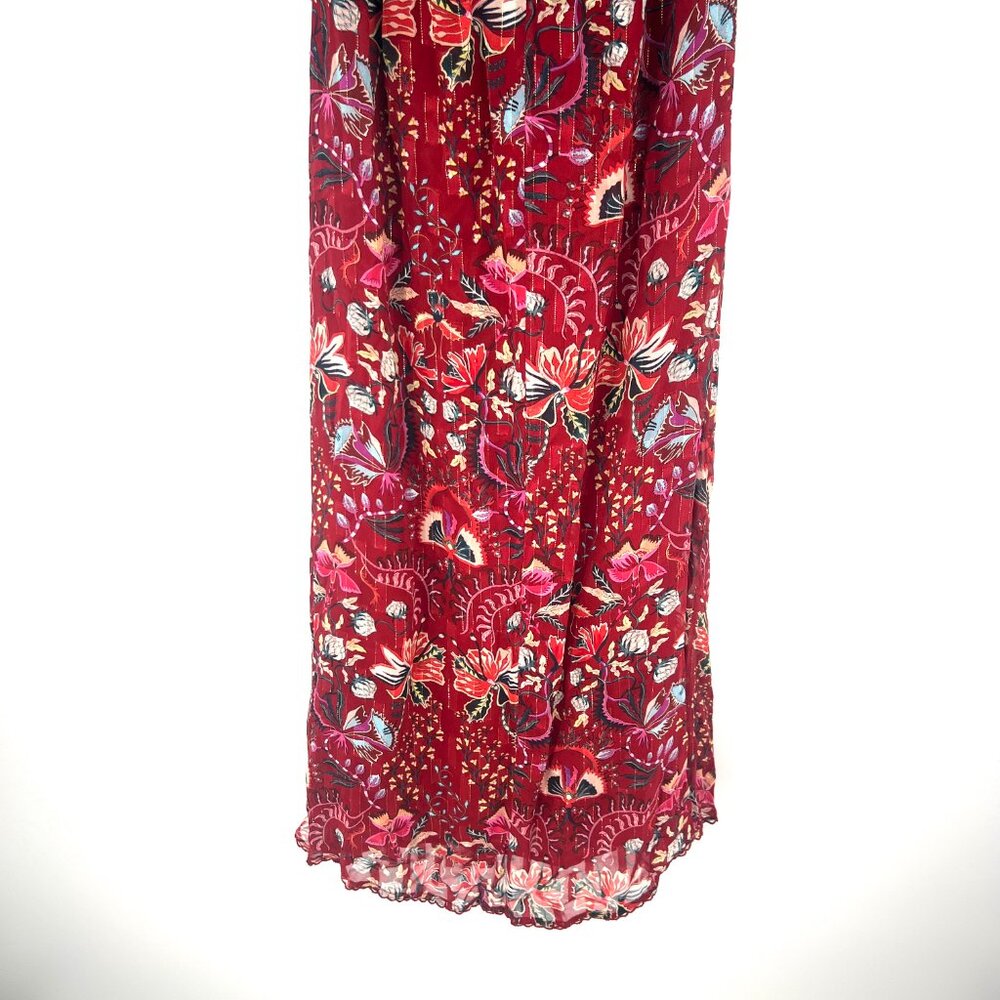 NWT Maria Cher Red Berrie Floral Midi Dress with Detachable Sleeve Size Large - Picture 9 of 11